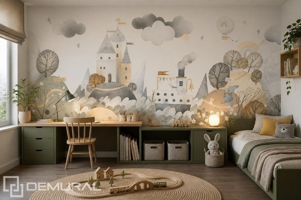 Rythme doux et palette d'un panorama féerique sur le mur Posters pour chambre d'enfant Affiches Demural