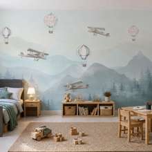 Contraste-des-ballons-delicats-et-du-paysage-montagneux-posters-pour-chambre-denfant-affiches-demural