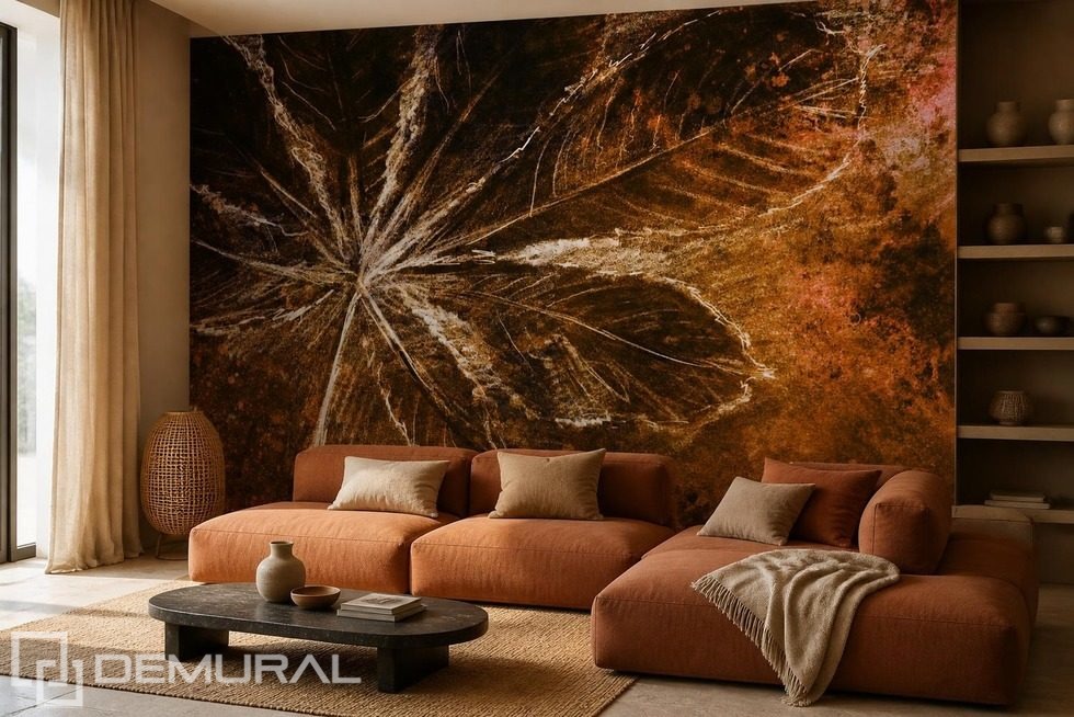 Contraste des bruns chauds et des accents clairs Papier peint pour le salon Papiers peints Demural