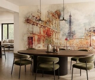 la tour eiffel et une rue parisienne en tonalite aquarelle papiers peints tour eiffel papiers peints demural