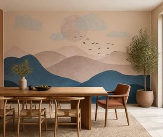bleus contrastes et beiges dans un paysage montagneux papiers peints montagnes papiers peints demural
