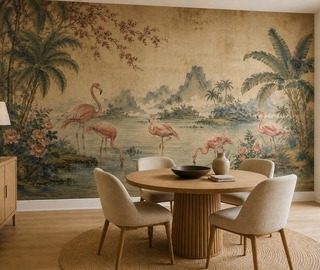 disposition rythmique du motif de flamants papiers peints oriental papiers peints demural