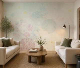 jeu elegant de formes geometriques pastel papier peint pour le salon papiers peints demural