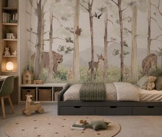 vert et beige dans un paysage forestier posters pour chambre denfant affiches demural