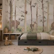 Vert-et-beige-dans-un-paysage-forestier-posters-pour-chambre-denfant-affiches-demural