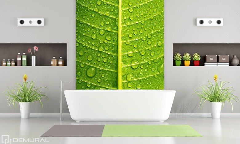 approche verte et intime papier peint pour la salle de bain papiers peints demural